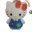 Hello Kitty Rubber Keychain Blue Dress Bow Key Fob Sanrio Backpack Key Charm Hello Kitty Rubber Keychain Blue Dress Bow Key Fob Sanrio Backpack Key Charm