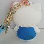 Hello Kitty Rubber Keychain Blue Dress Bow Key Fob Sanrio Backpack Key Charm