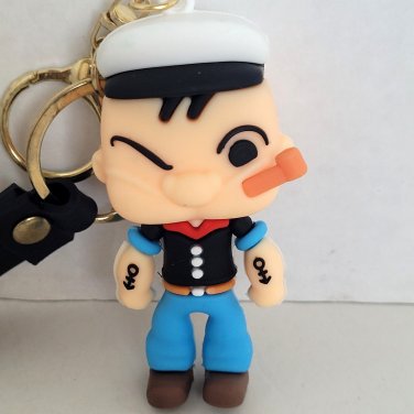 Popeye Sailor Man Silicone Keychain Key Ring Bag Charm Lanyard Strap Key Chain