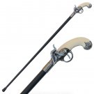 Flintlock Antique Gun Handle Cane Gentleman's Walking Stick Pistol Shape Novelty