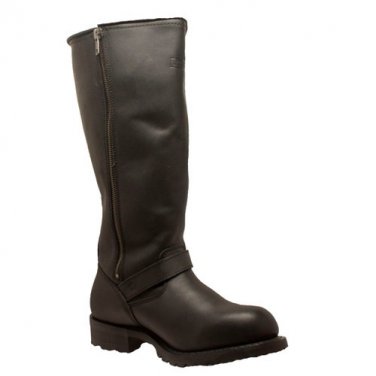RideTecs Men's 16" Engineer Biker Boot w/ Zipper Leather Motorcycle Work Safety