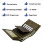 RFID Genuine Leather Trifold Badge Holder Wallet Police Badge Holder USA Green