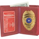 Genuine Leather Slim Thin Bifold ID Money Wallet Oval Shape Badge Holder Law Bur Genuine Leather Slim Thin Bifold ID Money Wallet Oval Shape Badge Holder Law Bur