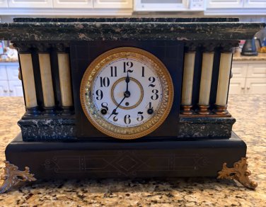 Antique Seth Thomas  6  Pillar Mantle Clock w/Lions Heads early 20th Needs Work