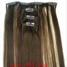 20" long 4 Pieces 100% human hair Clip in extensions #4 Medium Brown