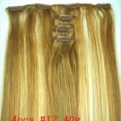 20" long 4 Pieces 100% human hair Clip in extensions #12 Lightest Brown