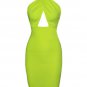 Size 4 Lime Green Halter Neck Top Bodycon Slim Fitting Dinner, Night or Clubbing Dress