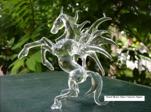 hand blown glass crystal unicorn figurines thailand handmade home decore (U2)
