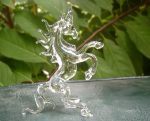 hand blown glass crystal unicorn figurines thailand handmade home decorate (U5)