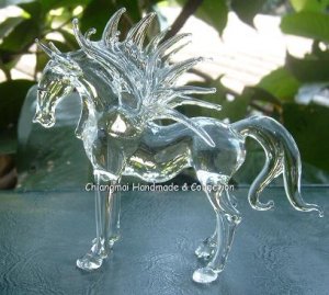 hand blown glass crystal pegasus figurines thailand handmade home decore (U3)