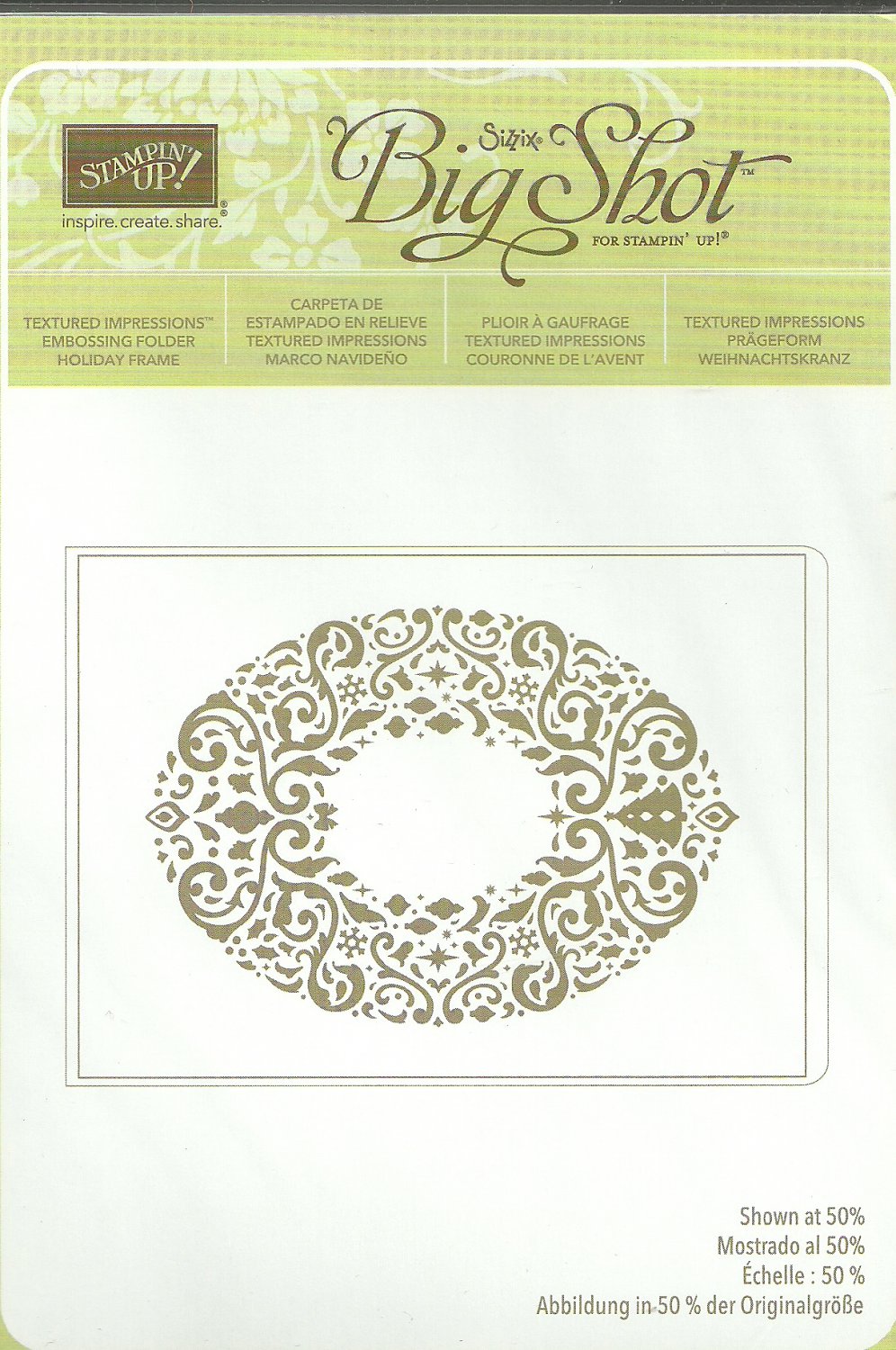 HOLIDAY FRAME - EMBOSSING FOLDER - SIZZIX BIG SHOT for STAMPIN' UP! - NEW