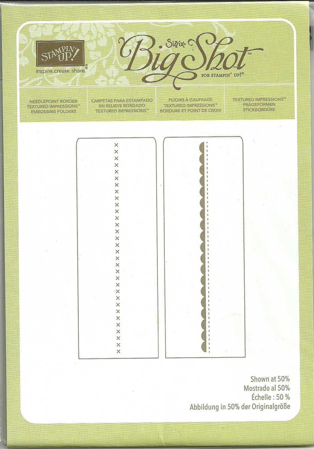 NEEDLEPOINT BORDER EMBOSSING FOLDER SIZZIX BIG SHOT for STAMPIN' UP