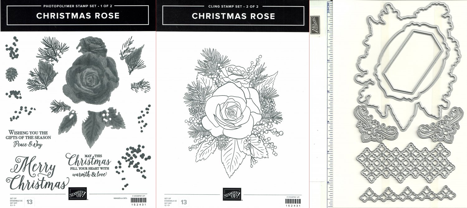 Stampin' Up! CHRISTMAS ROSE set of 2 & ROSES STAMPIN' CUT & EMBOSS Dies