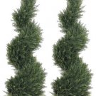 Set of 2 - 4' Spiral Cypress Artificial Topiary Trees ( indoor / outdoor ) - lpc414-gr