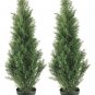Set of 2 - 3' Cedar Artificial Topiary Trees - Indoor / Outdoor - lpc013-gr