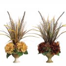 20"" Mixed Artificial Flower with Feathers in Ceramic Pot Assorted - wf0008