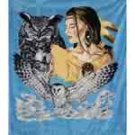 Queen Size Blanket - Indian Maiden w/ Owls