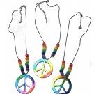18" Rainbow peace sign necklace
