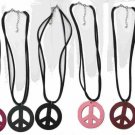 2" Wood peace sign necklace with suede cord