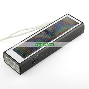Solar Powered 4 Bright LED Flashlight with FM Radio, Standard DC 5V Output