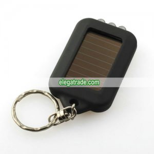 LED Flashlight Keychain with Solar Power Supply - With 3 Super Bright White LED - Power Saving
