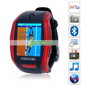 F6 Quad Band Single Card Single Standby Camera Bluetooth 1.8-inch Touch Screen Watch Phone - Red