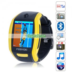 F6 Quad Band Single Card Single Standby Camera Bluetooth 1.8-inch Touch Screen Watch Phone - Yellow