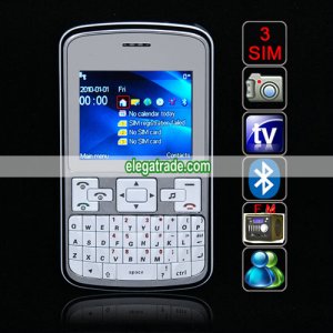 E81 Quad Band Three Cards Three Standby Camera Color TV Bluetooth Java 2.0-inch Screen QWERTY Phone