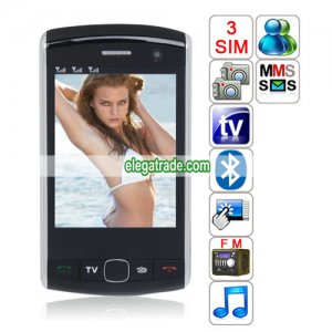 F9500 Quad Band Three Cards Three Standby Dual Cameras Color TV Bluetooth  Phone