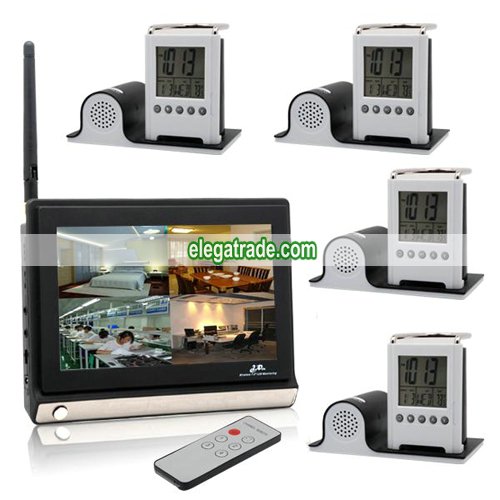 2.4G Wireless Brush Pot Hidden Camera + Monitor 4 Channel(4*2.4G