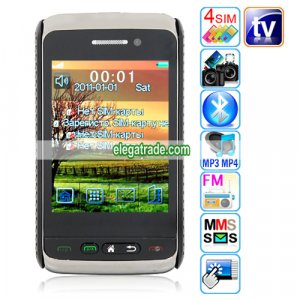 F912 Quad Band Four Cards Four Standby Cameras Analog TV Bluetooth 2.8-inch Touch Screen Phone