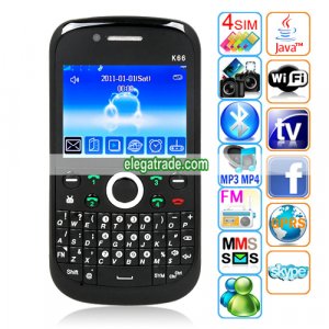 K66 Dual Cameras WIFI Analog TV Bluetooth Java 2.37-inch Screen QWERTY Phone