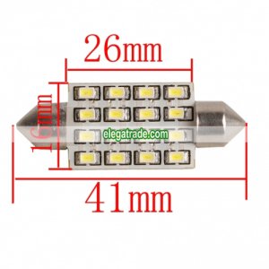 41mm 16 SMD Festoon License Plate LED Car Light 12V White (1 Pair)
