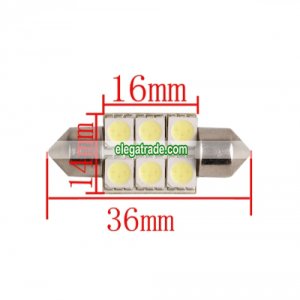 36mm 6 SMD Festoon License Plate LED Car Light 12V White (1 Pair)