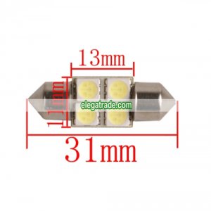 31mm 4 SMD Festoon License Plate LED Car Light 12V White (1 Pair)