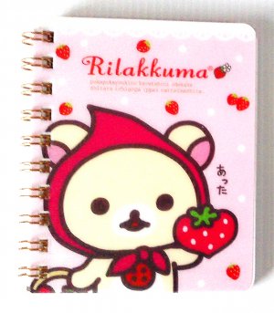 San-X Rilakkuma Strawberry Mini Ring Binding Notebook 1