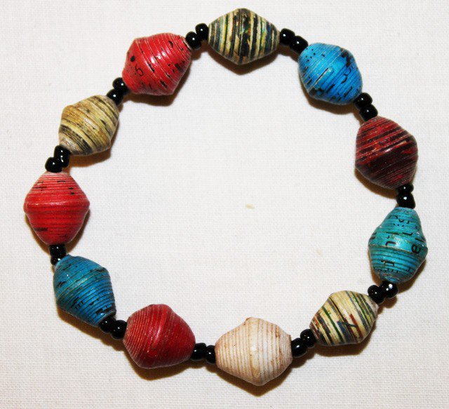 UGANDA PAPER BEADED BRACELET HANDMADE - MEDIUM BEAD #03