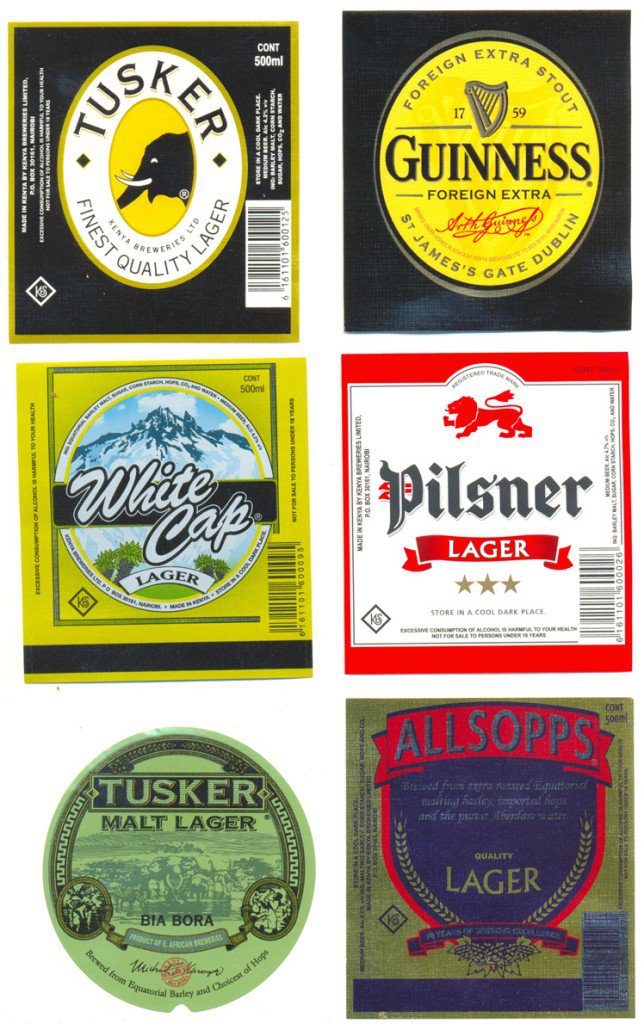 KENYA BEER LABEL SET OF 6 MINT