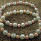ED Pair of Green and Pink Beaded Stretch Bracelets