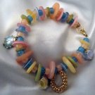 ED Multi Color Button and Ladybug Charm Bracelet