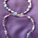 ED Blue, Purple, and Clear Beaded Stretch Bracelet Set
