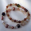 ED Pair of Two Toned Brown Beaded Stretch Bracelets