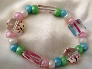 ED Multi Colored Chunky Beaded Stretch Bracelet