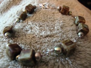 ED Green and Silver Wire Wrap Twist Bracelet