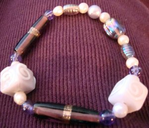 ED Purple Beaded Chunky Stretch Bracelet
