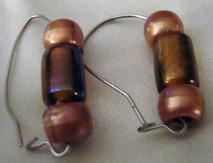 ED Amber/Silver Look Beaded Hanging Earring