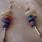 ED Multi Colored Button Hanging Earrings