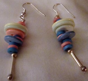 ED Multi Colored Button Hanging Earrings