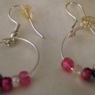 ED Pink/Clear/Silver Look Beaded Hoop Earrings