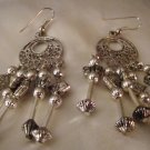 ED Silver Look Beaded Hanging Earrigns